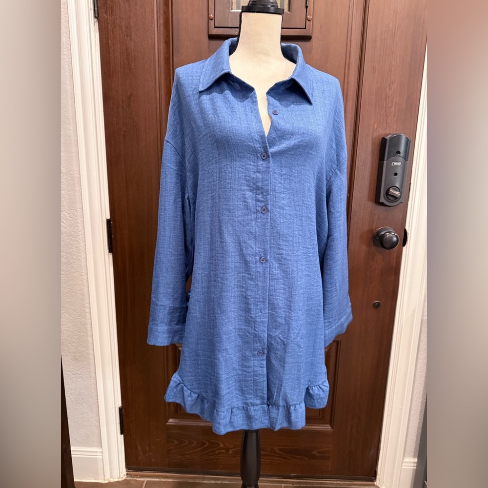 Long sleeve denim colored tunic, size 1X by SHEIN Curve. NWOT